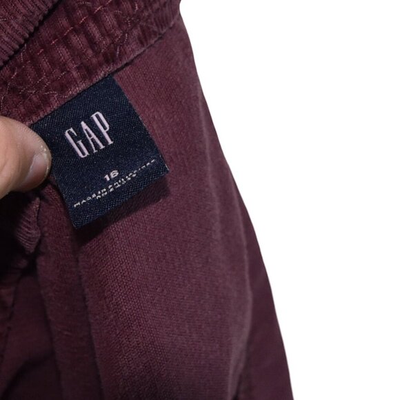GAP Maroon Corduroy Button Mini Skirt Y2K 2004 Utility Style Size 16 - Picture 7 of 10
